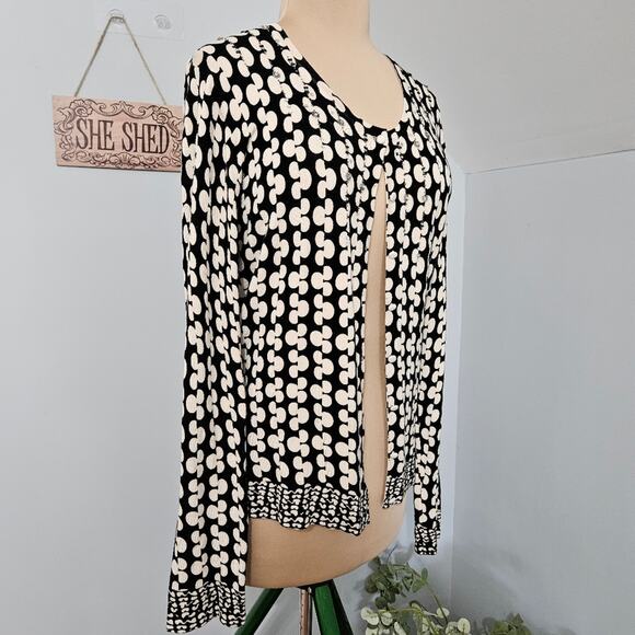 LouLou Cardigan Sweater Button Front Embellished Bling Rhinestone Old Money Vtg - Picture 2 of 13